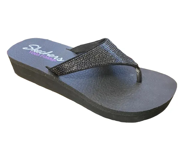 Skechers women's flip flops with wedge Vinyasa Nam On 38644/BBK black