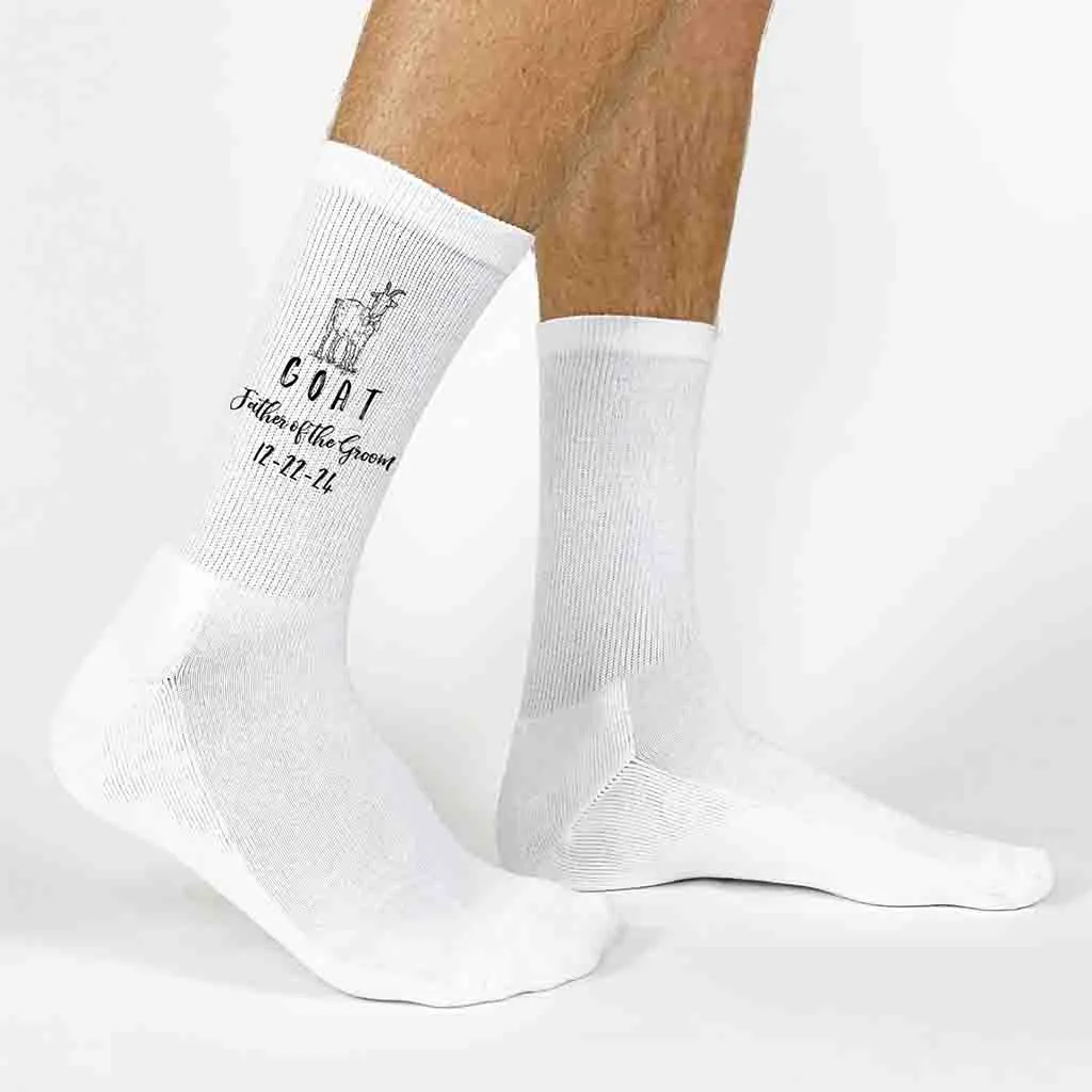 Personalized Wedding Socks for the GOAT Father of the Groom