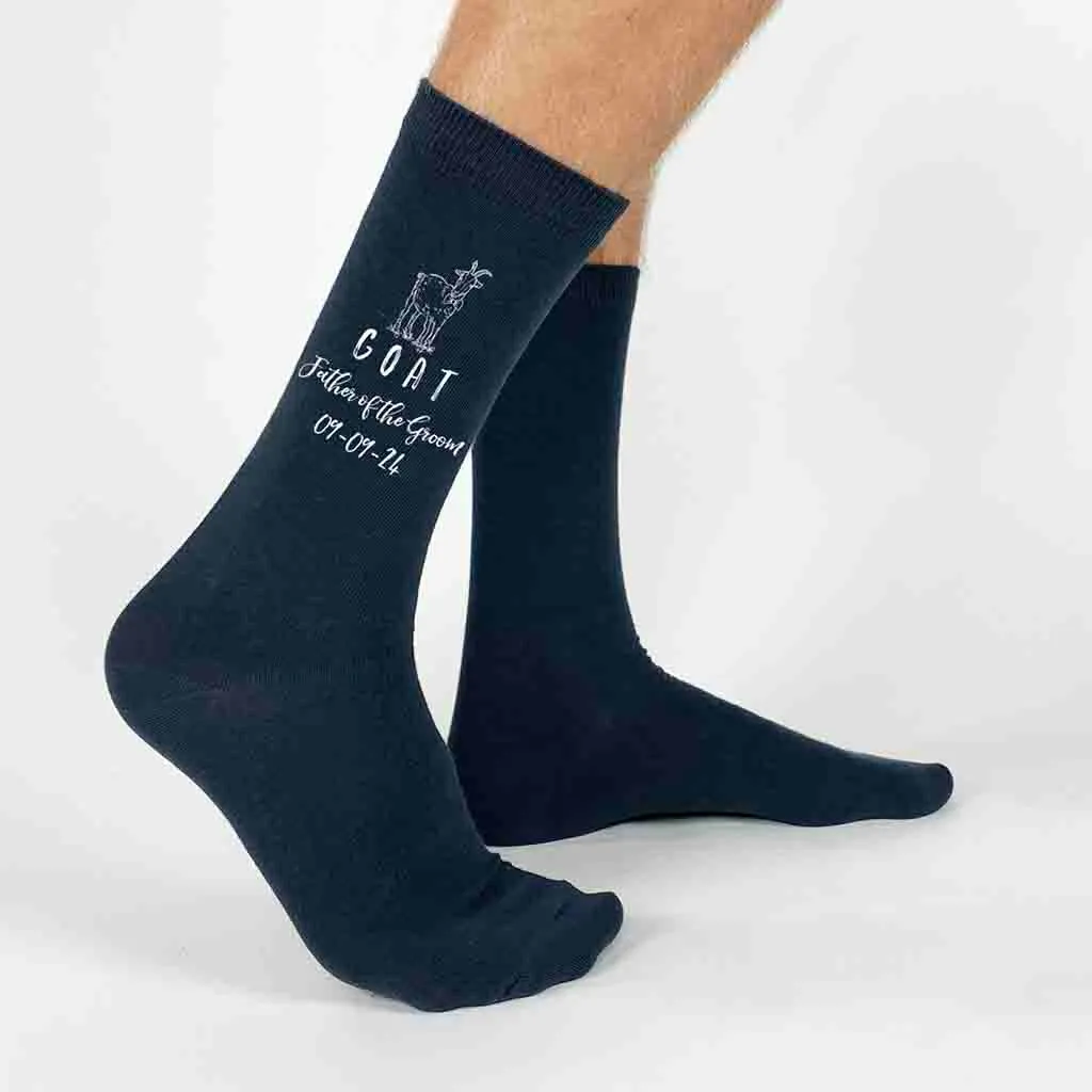 Personalized Wedding Socks for the GOAT Father of the Groom