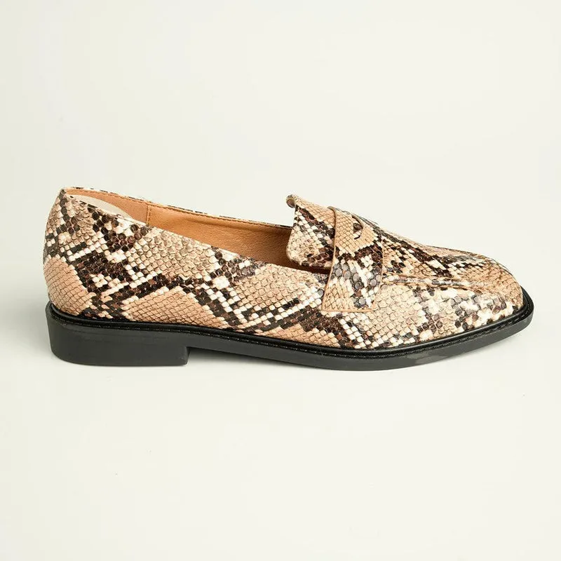 Madison Kim Loafer with Saddle - Snake Multi