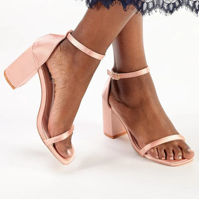 Madison Adriana Block Heel Sandals - Blush