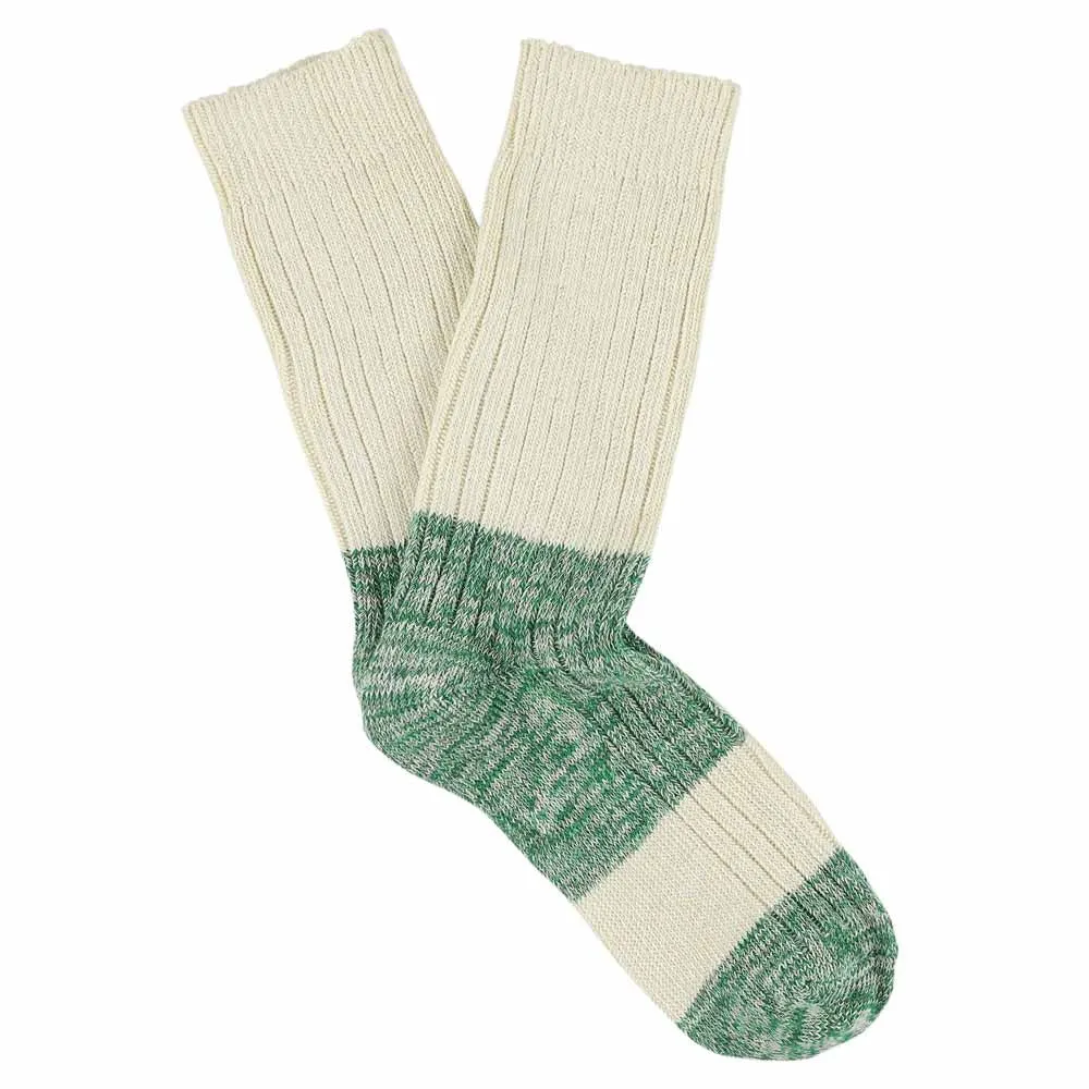 Melange Block Socks Ecru / Green