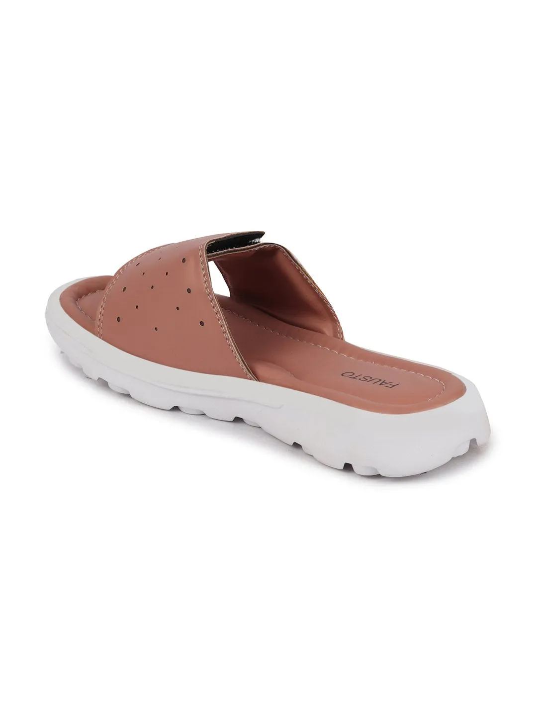 Women Pink Velcro Adjustable Slippers & Flip Flops