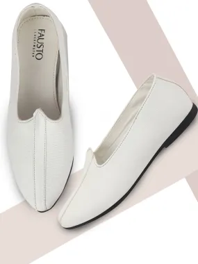 Men Ethnic White Slip On Juttis and Mojaris