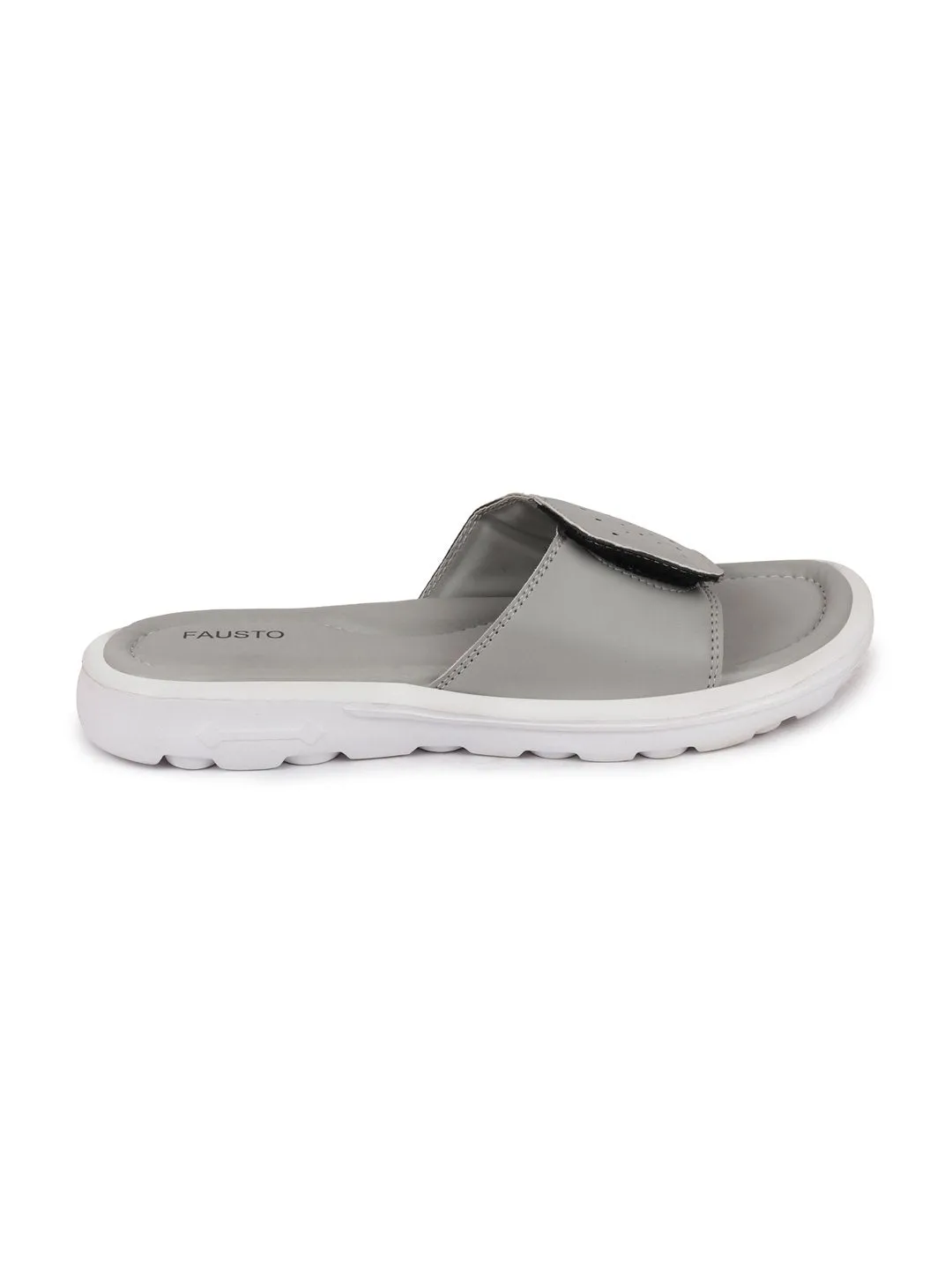 Women Grey Velcro Adjustable Slippers & Flip Flops