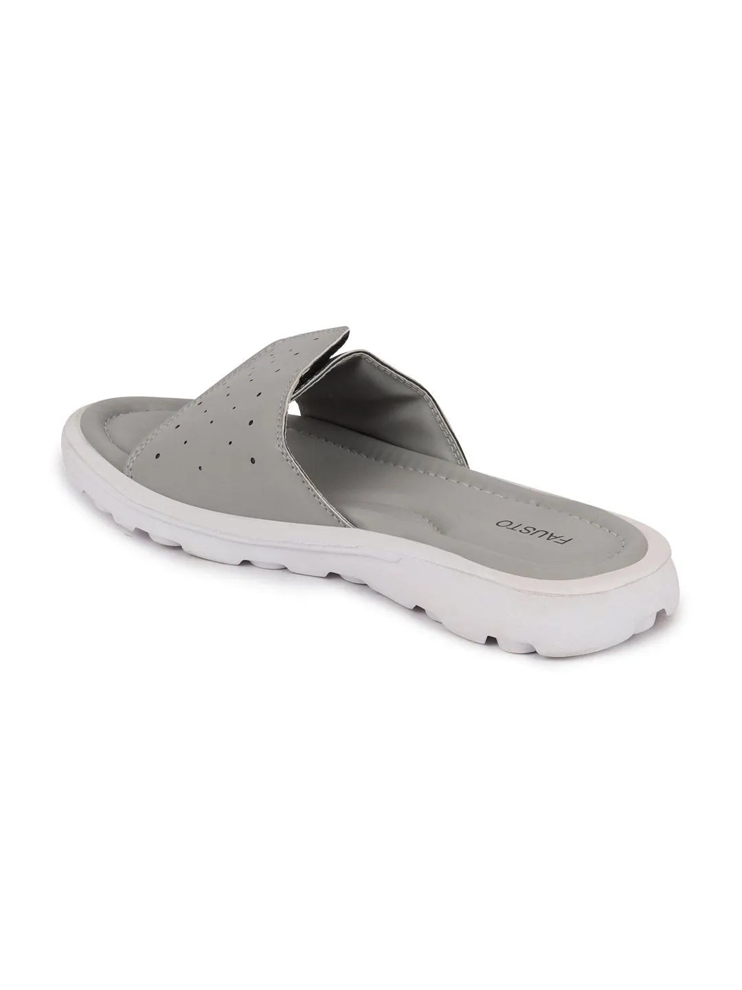 Women Grey Velcro Adjustable Slippers & Flip Flops