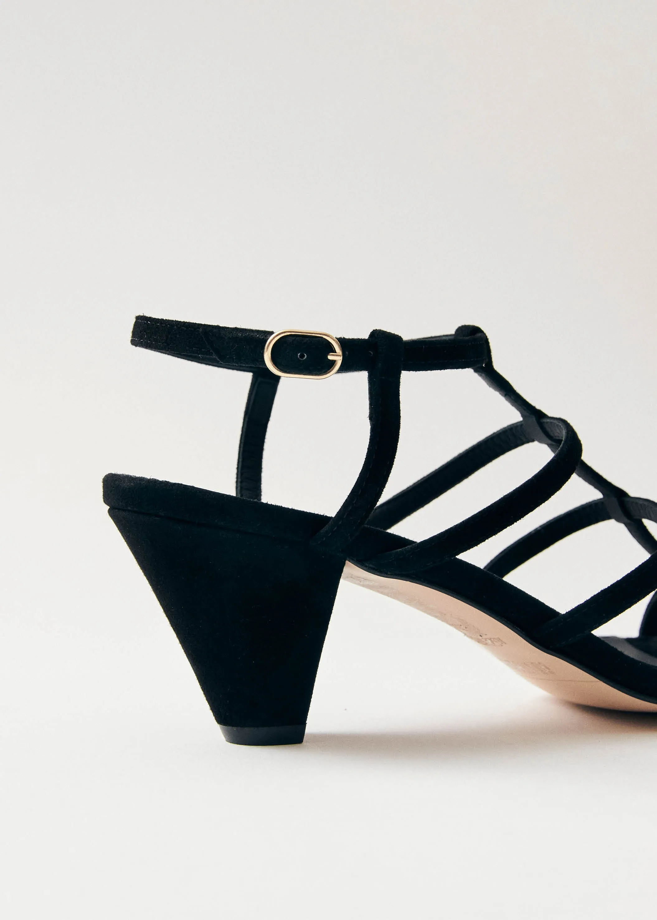 Elara Suede Black Leather Sandals