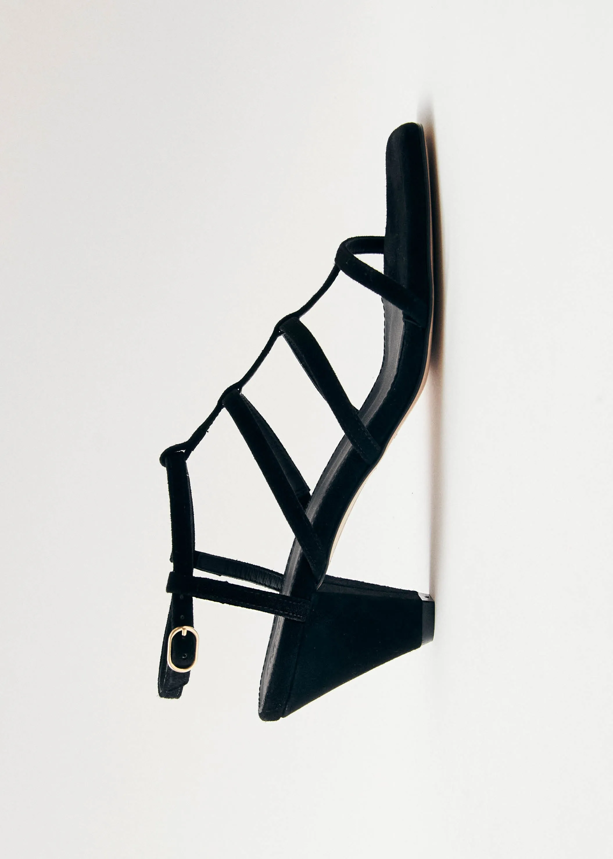 Elara Suede Black Leather Sandals