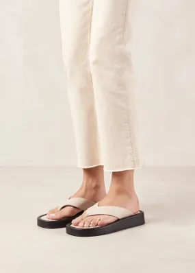 Overcast Cream Leather Sandals