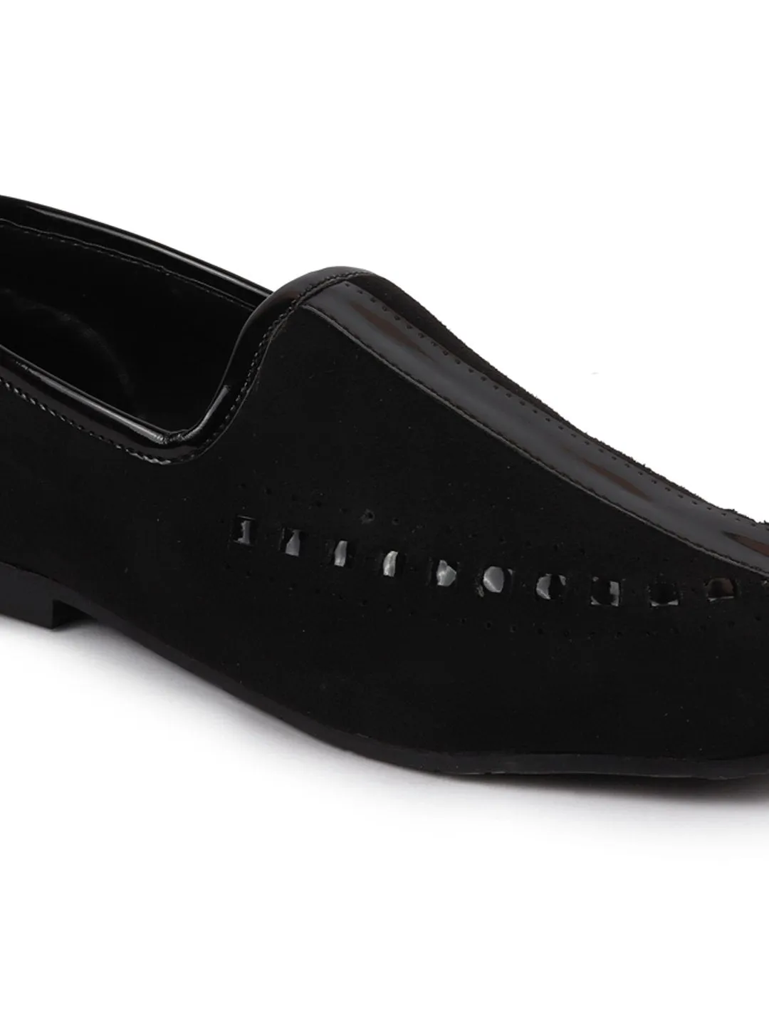 Men Ethnic Black Designer Party Wear Velvet Loafers