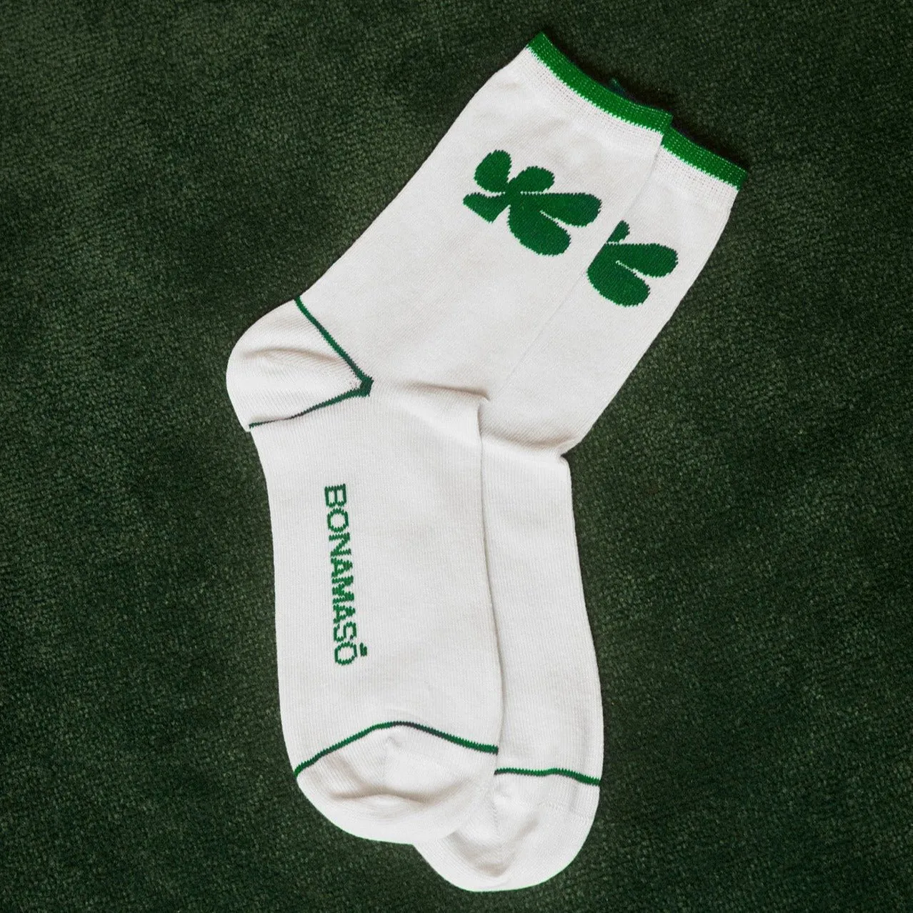 White Organic Cotton Socks with Green Logo