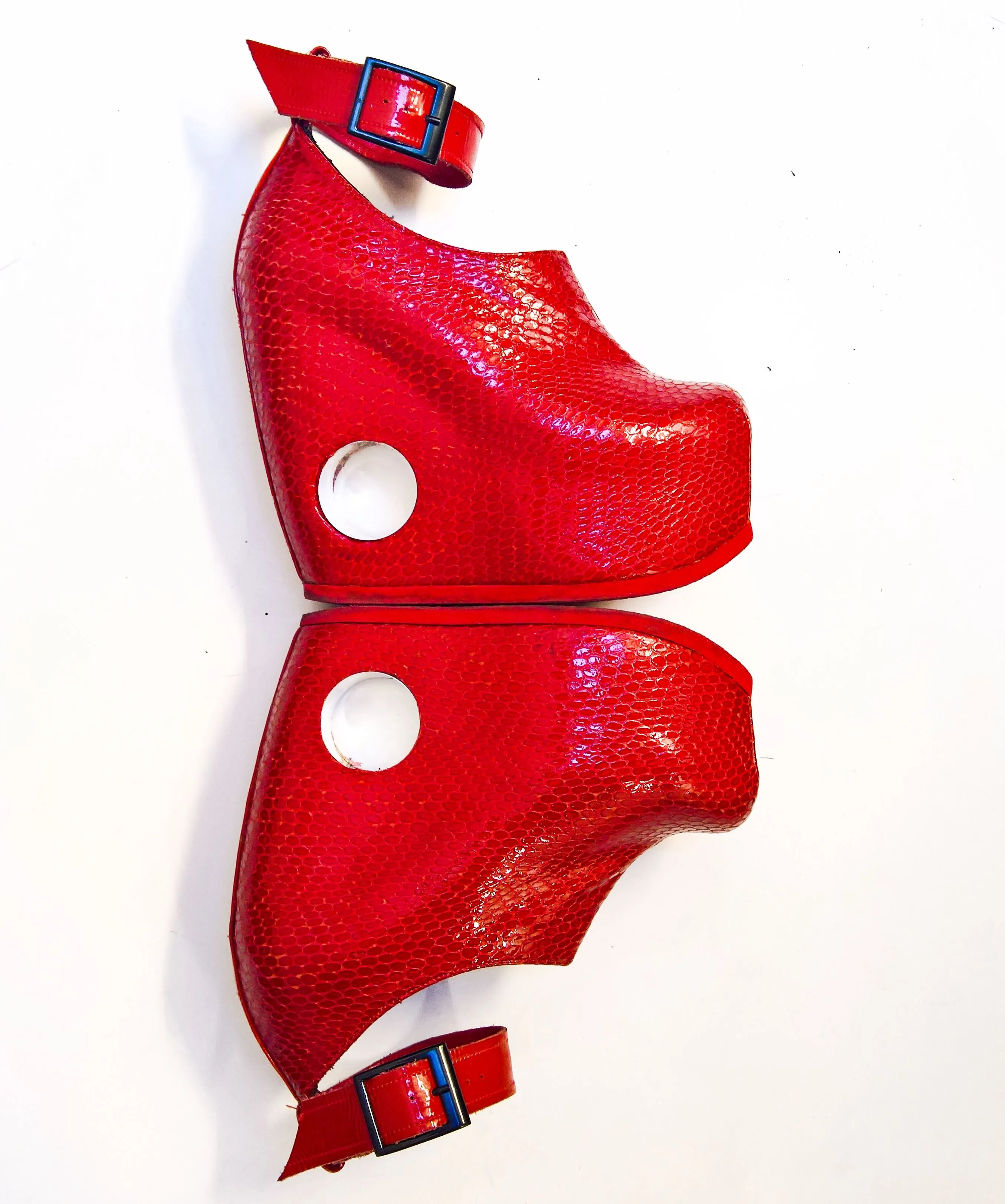 PEEPHOLE Platform Shoes - Red Patent Leather & Perspex hole