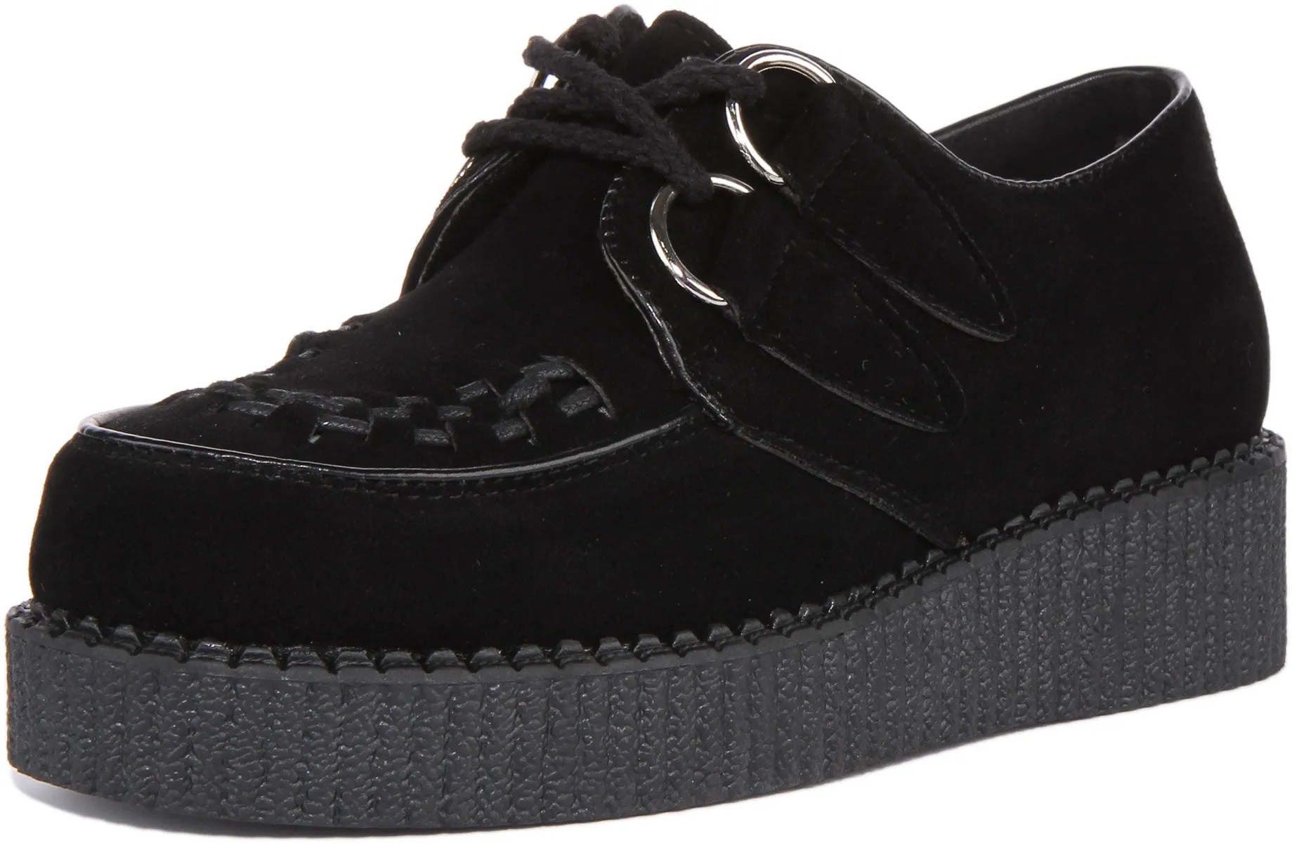 Womens Single Sole Lace up Classic Creeper in Black