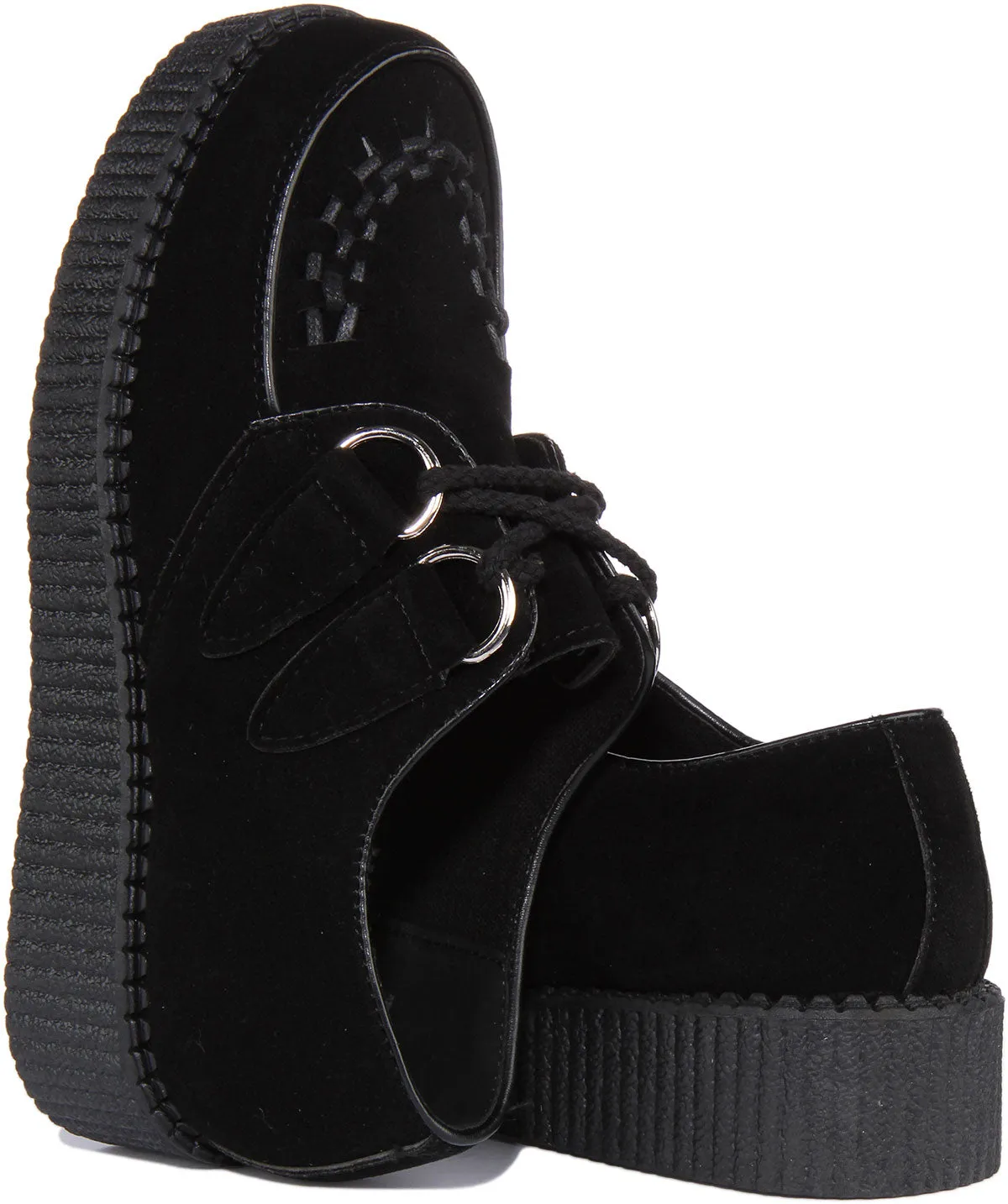 Womens Single Sole Lace up Classic Creeper in Black