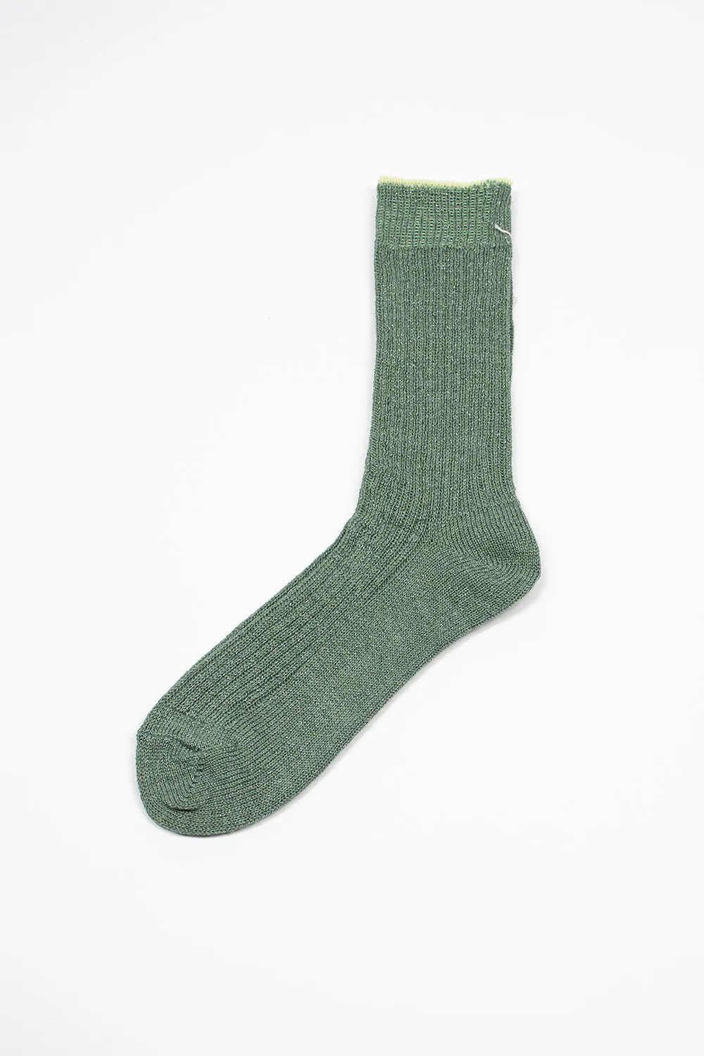 HA-22 Linen Lurex Ribbed Socks Sage