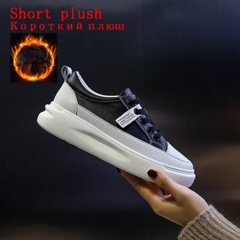 Big Size Women Sneakers Autumn Leather Light White Sneaker Female Platform Vulcanized Shoes Spring Casual Breathable Sports Shoe