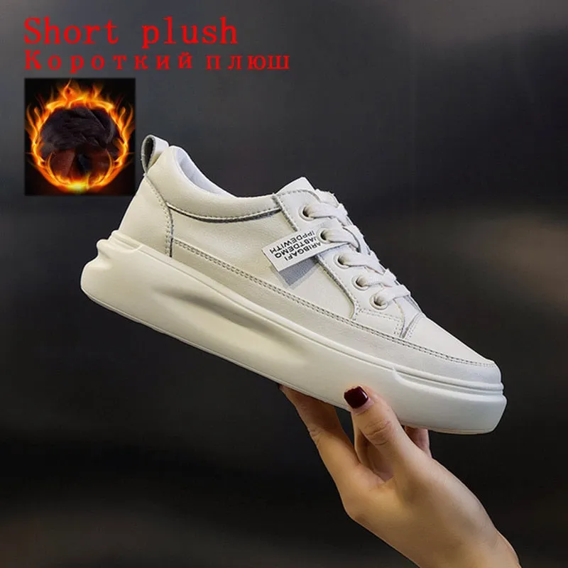 Big Size Women Sneakers Autumn Leather Light White Sneaker Female Platform Vulcanized Shoes Spring Casual Breathable Sports Shoe