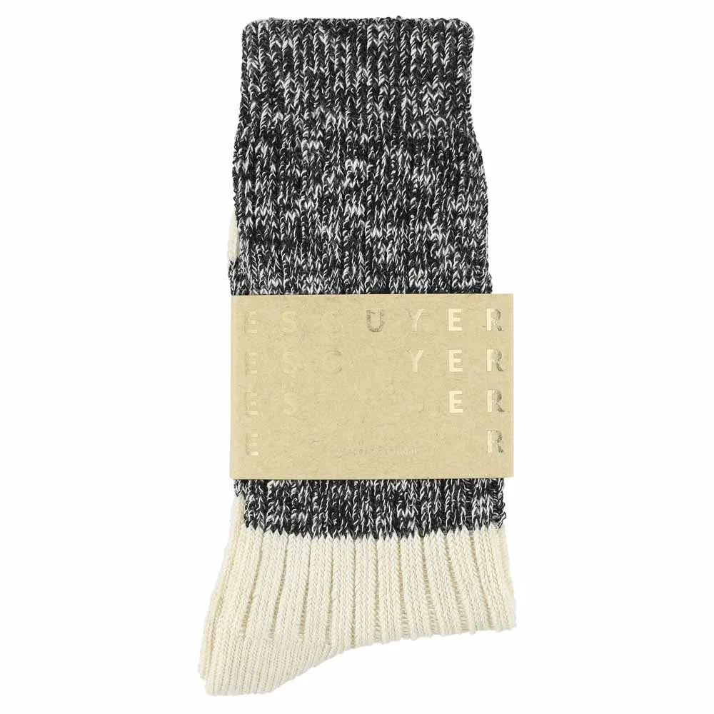 Melange Block Socks Black / Ecru