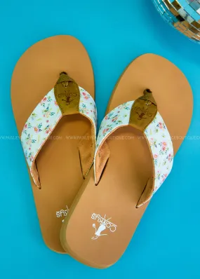 Summer Break Flip Flops by Corkys - White Ditzy Flower