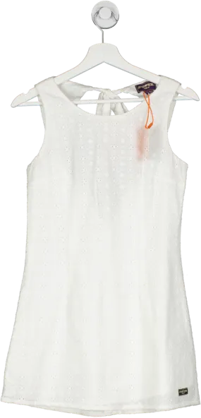 Superdry White Vintage Broderie Mini Dress UK XS