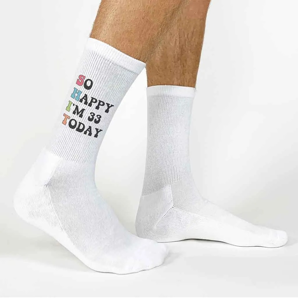 Funny Birthday Socks for Adults Personalized with Age