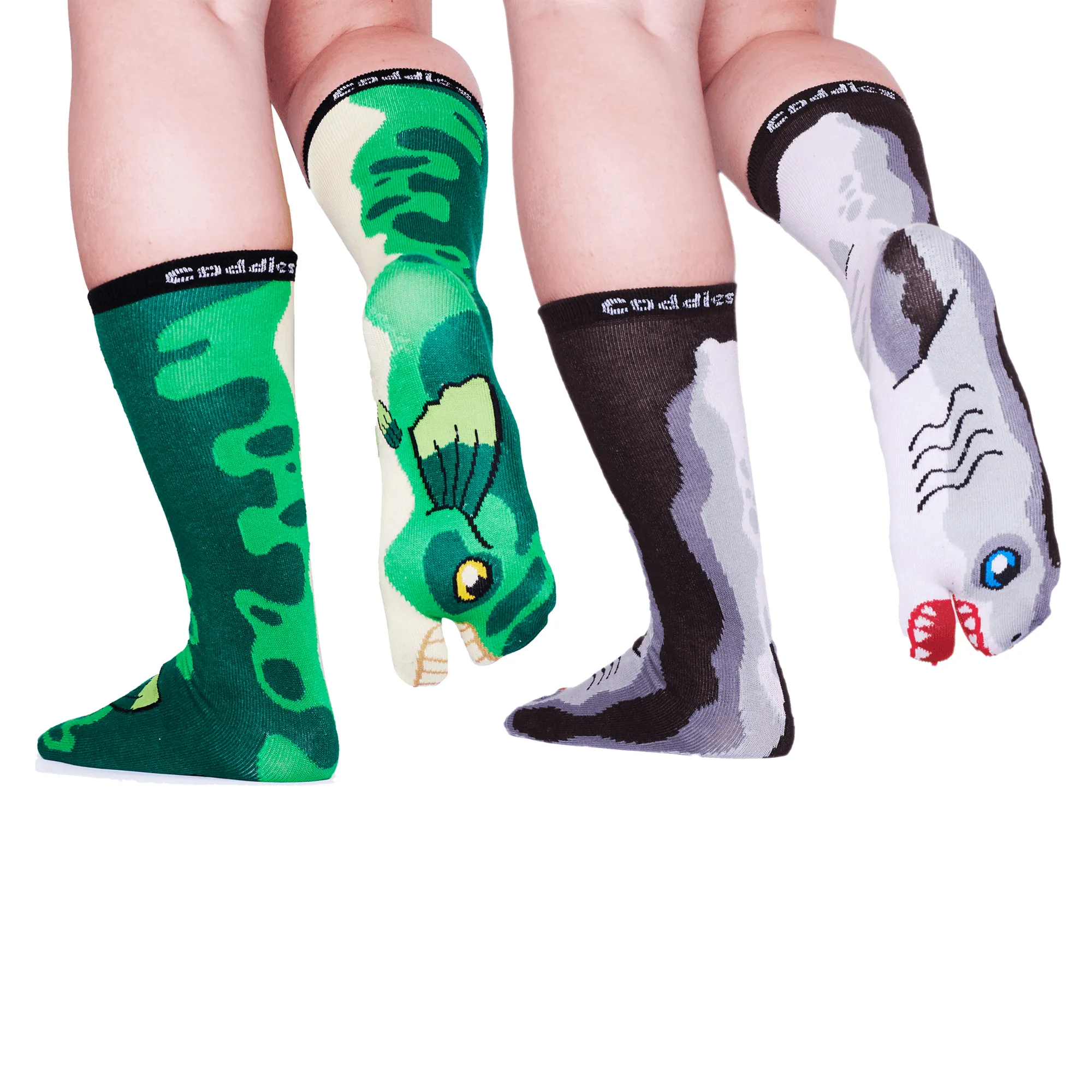 Coddies Fish Two Toe Socks - Bass and Shark Design (2 PK)