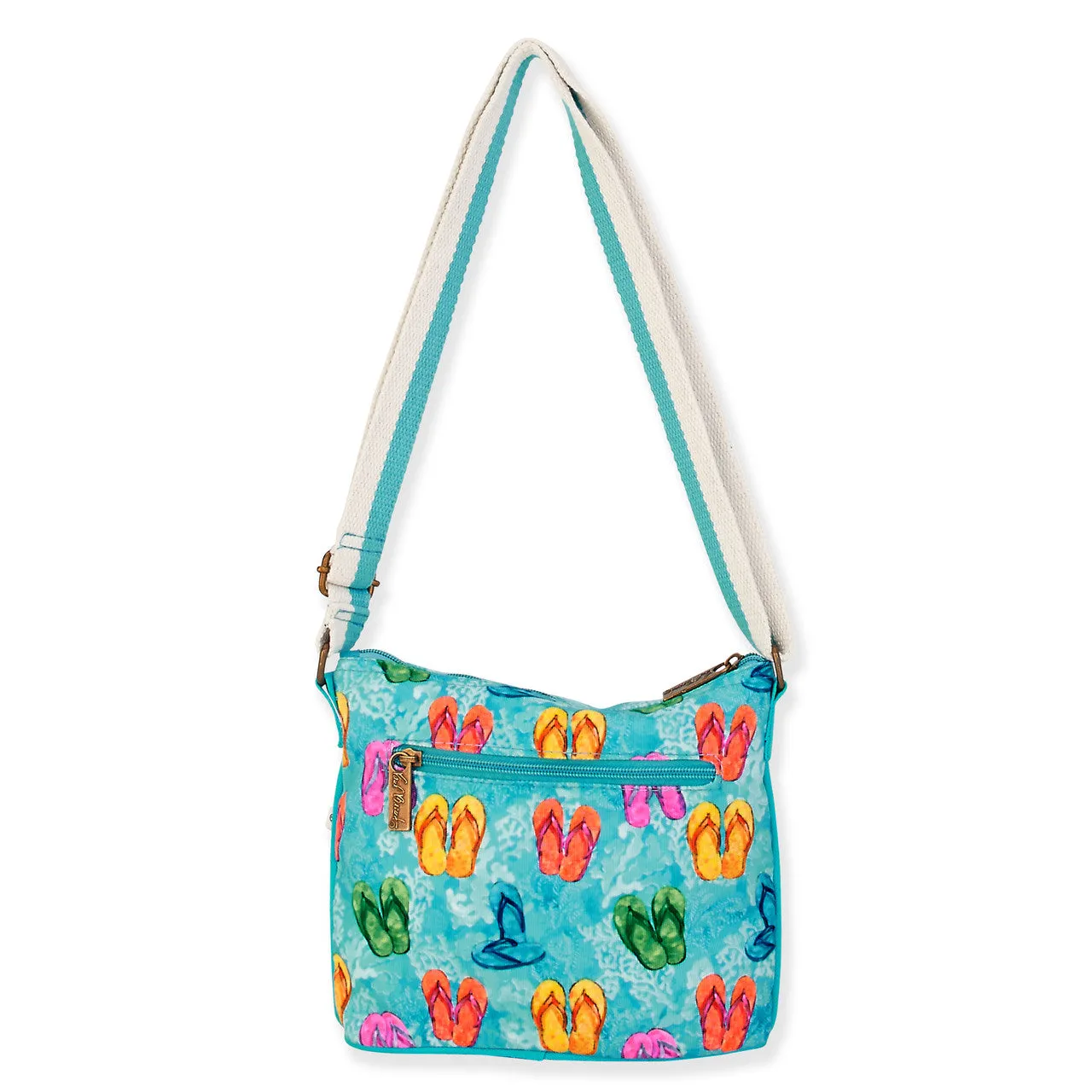 Leia Coral & Flip Flops Canvas Crossbody