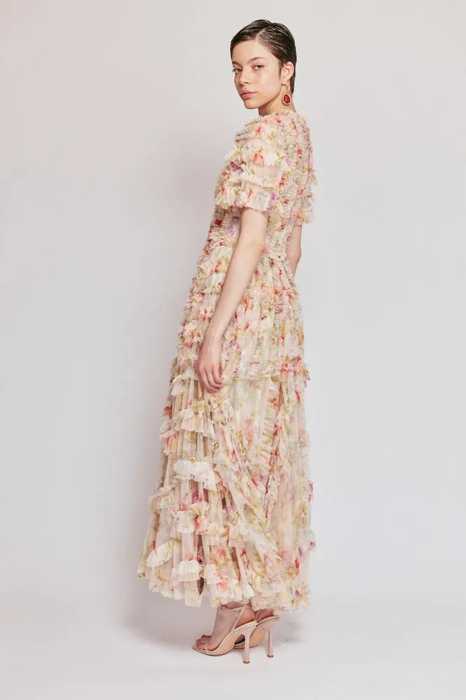 Waltzing Blooms Ruffle Gown