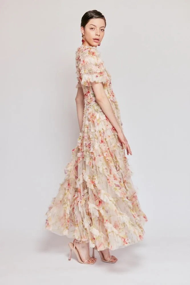 Waltzing Blooms Ruffle Gown