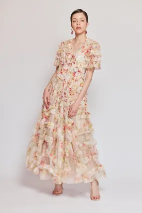 Waltzing Blooms Ruffle Gown