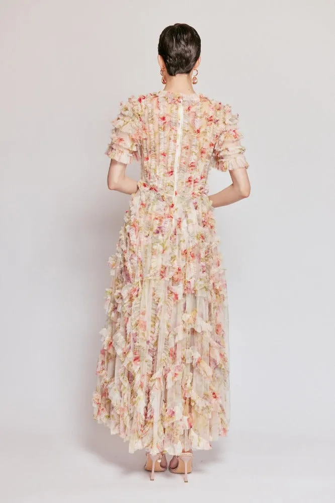 Waltzing Blooms Ruffle Gown