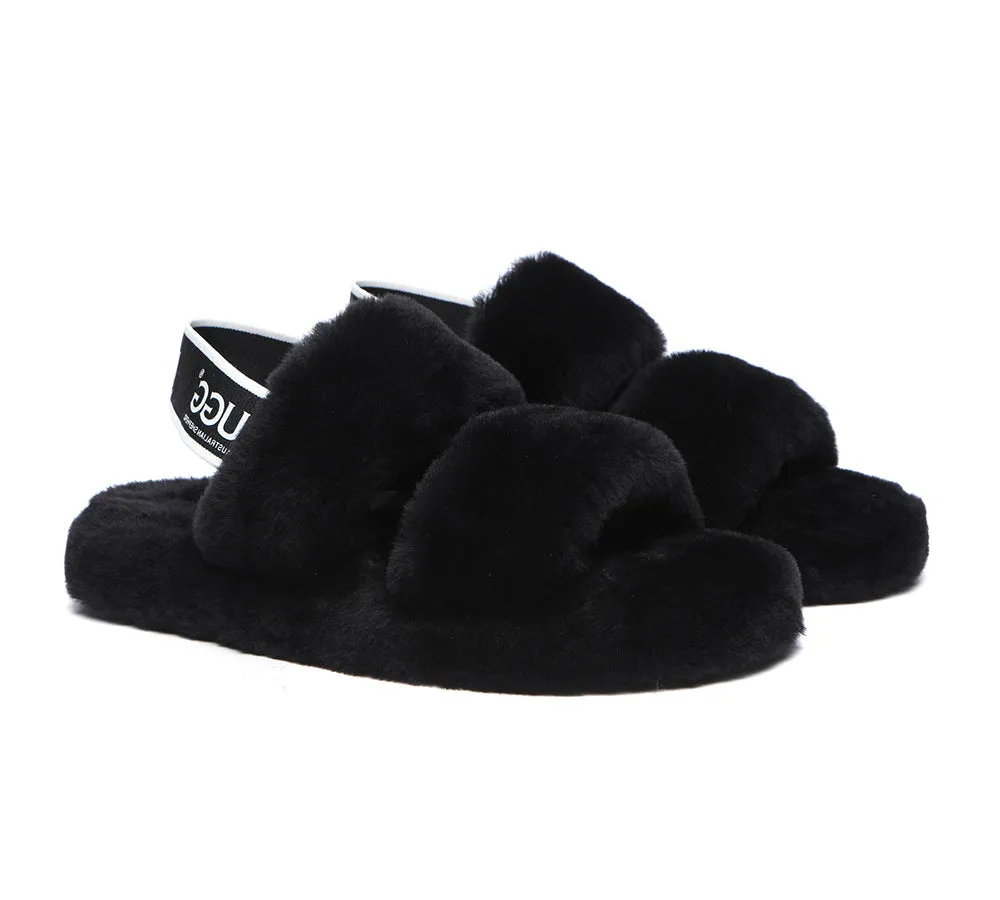 Women Fluffy Slides Sheepskin Wool Slingback Sandals Lonnie