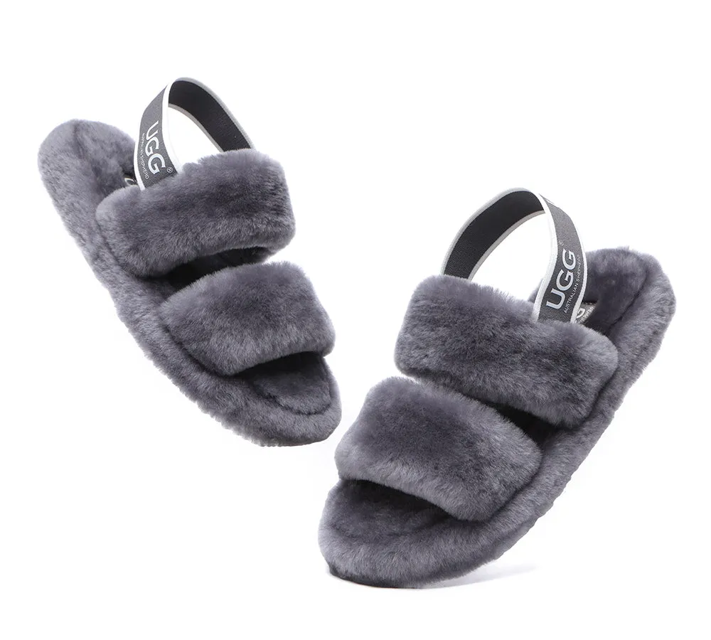 Women Fluffy Slides Sheepskin Wool Slingback Sandals Lonnie