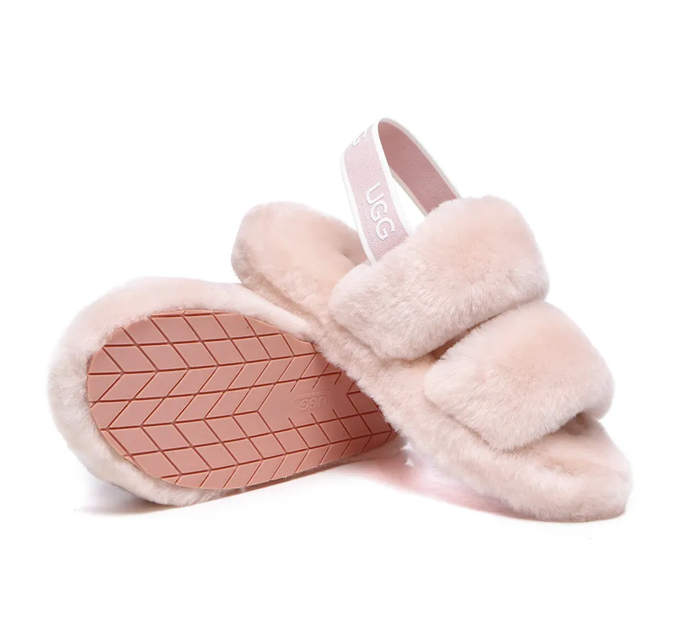 Women Fluffy Slides Sheepskin Wool Slingback Sandals Lonnie