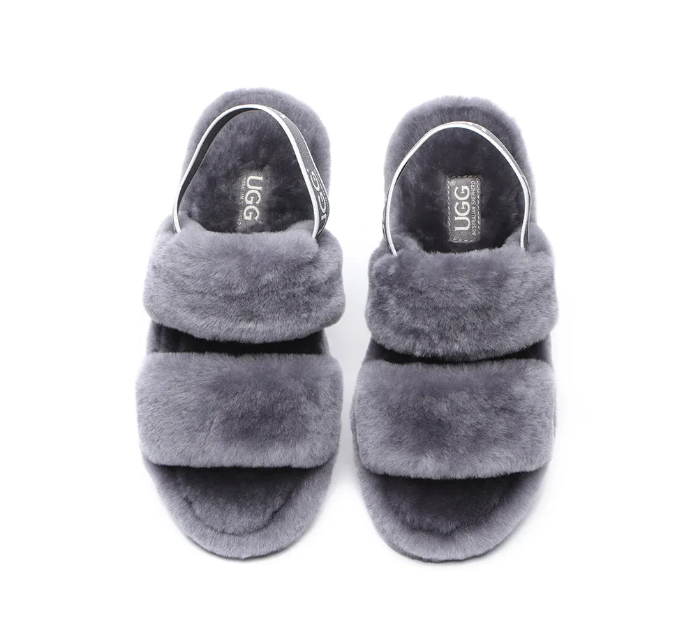 Women Fluffy Slides Sheepskin Wool Slingback Sandals Lonnie