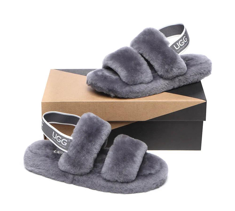 Women Fluffy Slides Sheepskin Wool Slingback Sandals Lonnie