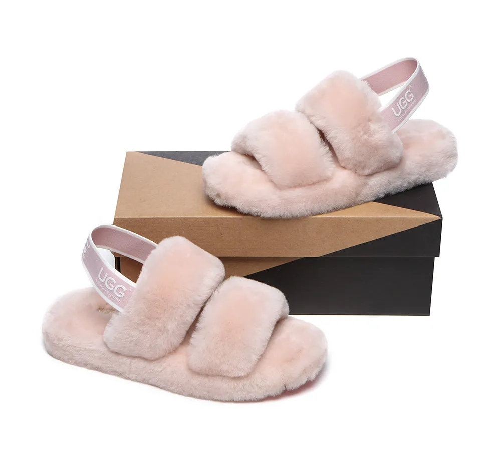 Women Fluffy Slides Sheepskin Wool Slingback Sandals Lonnie