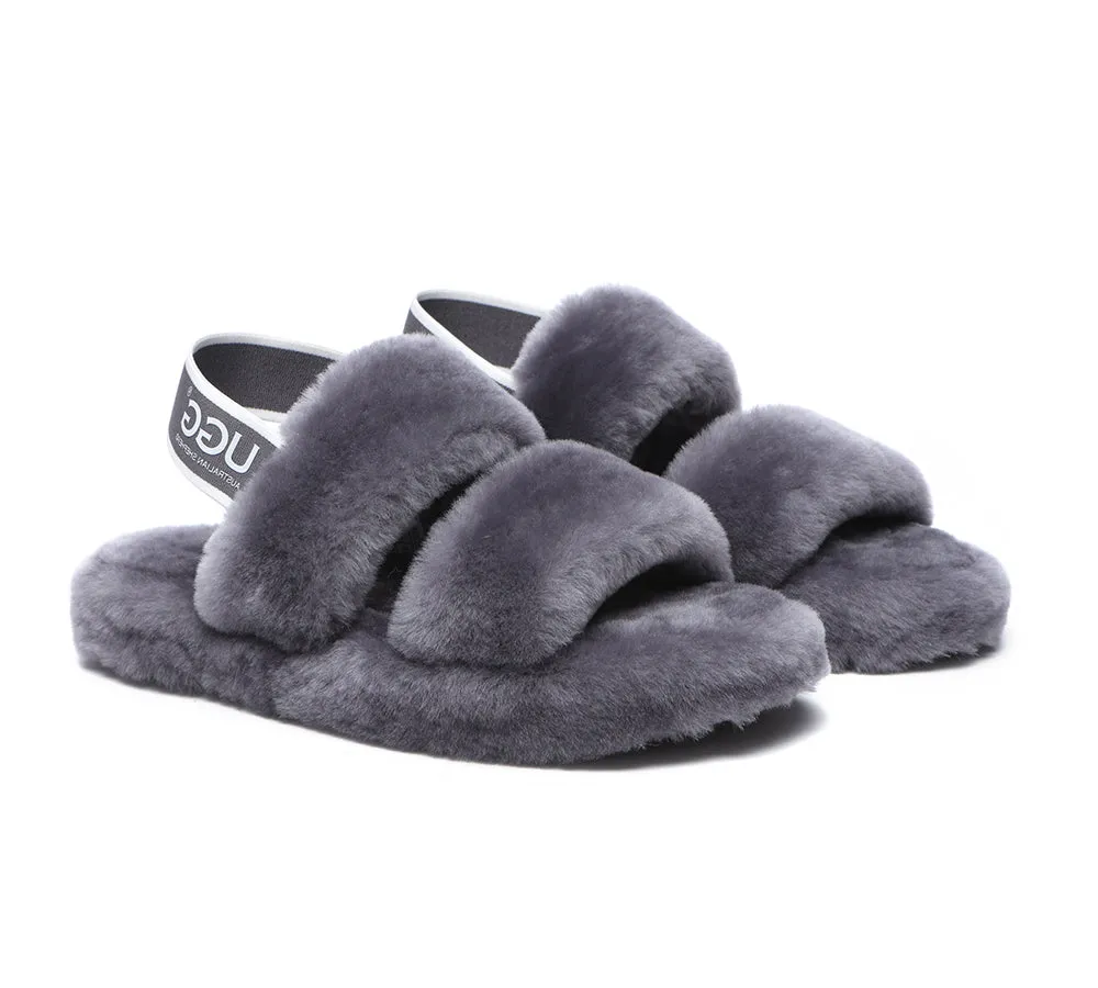 Women Fluffy Slides Sheepskin Wool Slingback Sandals Lonnie