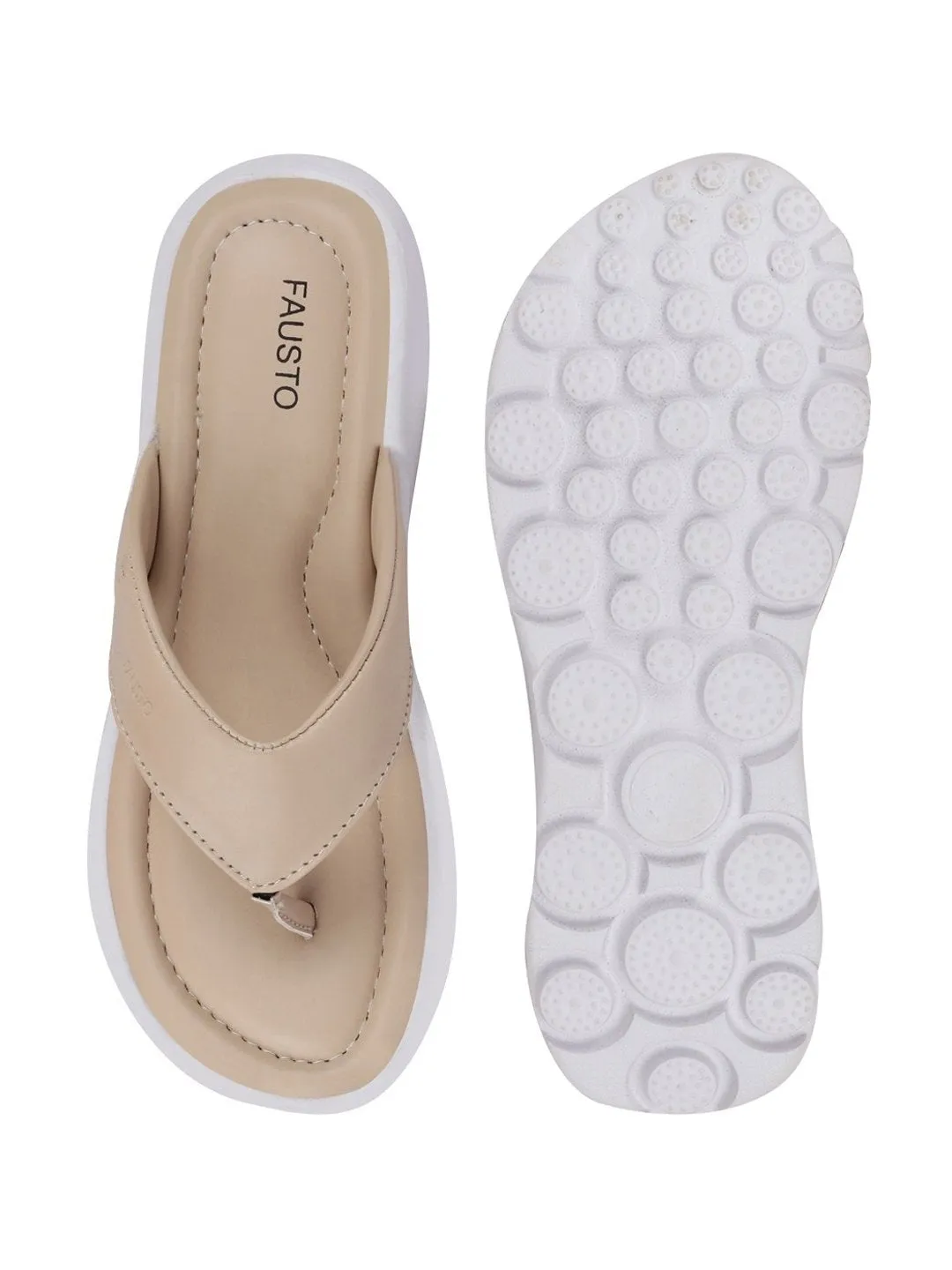 Women Beige Slippers & Flip Flops